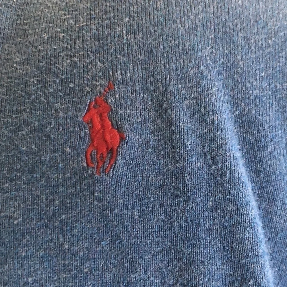Polo Ralph Lauren 100% Pima Cotton Pullover Neck Sweater XL Red Pony Logo Blue